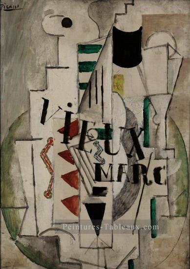 Guitare verre bouteille vieux marc 1912 cubisme Pablo Picasso Peintures à l'huile
